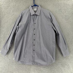 EMANUEL BERG Shirt Mens XL Button Up Long Sleeve Geometric Stretch‎ READ